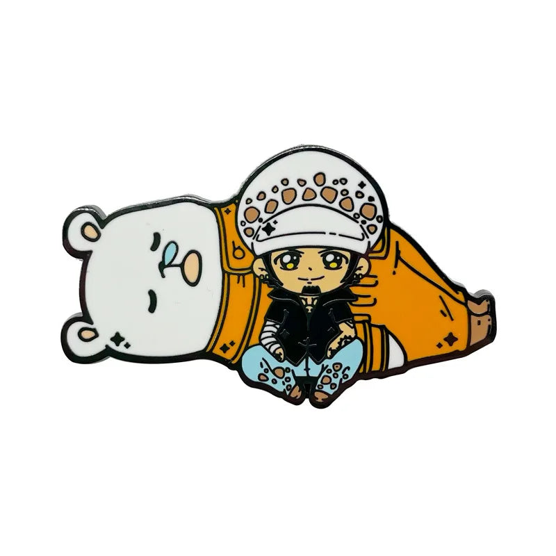 Chibi sleeping polar bear enamel pin with a white speech bubble.