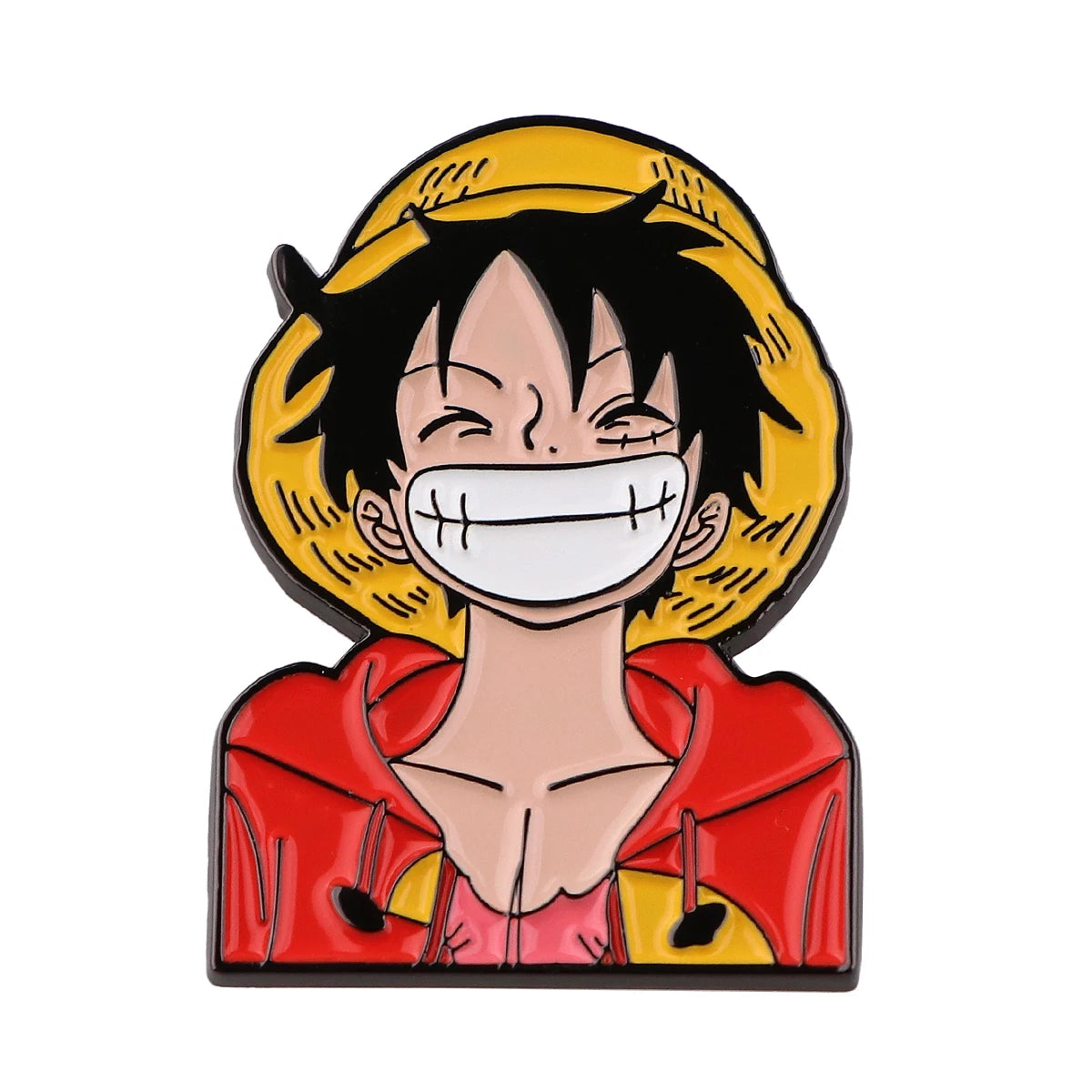 Luffy enamel pin with a confident smirk and a straw hat.