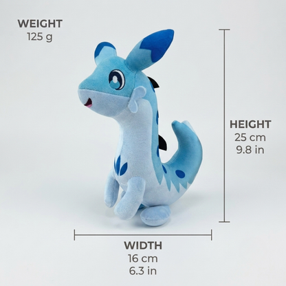 Chillet plush from Palworld, measuring 25 cm tall and 16 cm wide, and weighing 125 g.