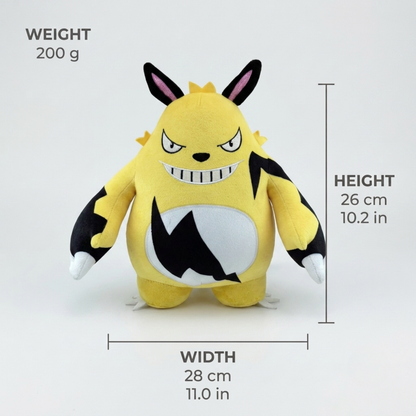 Grizzbolt plush from Palworld, measuring 26 cm tall and 28 cm wide, and weighing 200 g.