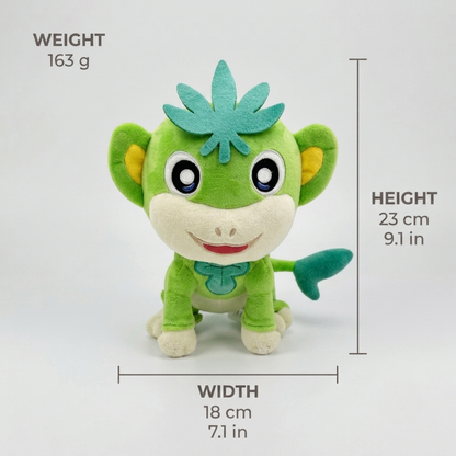 Tanzee plush from Palworld, measuring 23 cm tall and 18 cm wide, and weighing 163 g.