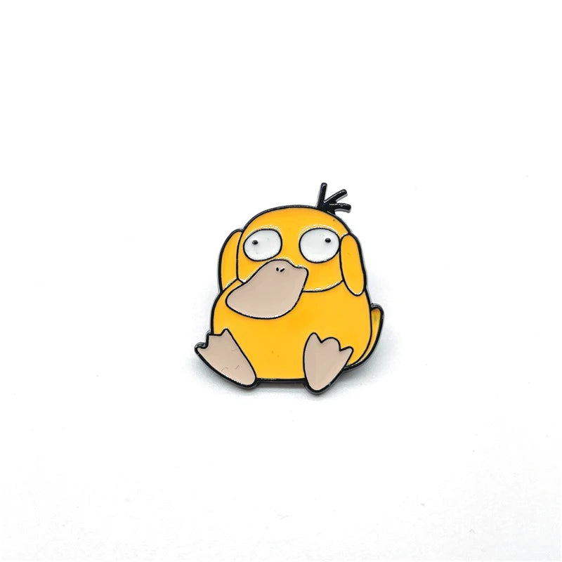 Close-up of the PokeDerp Psyduck pin, featuring its iconic confused look.